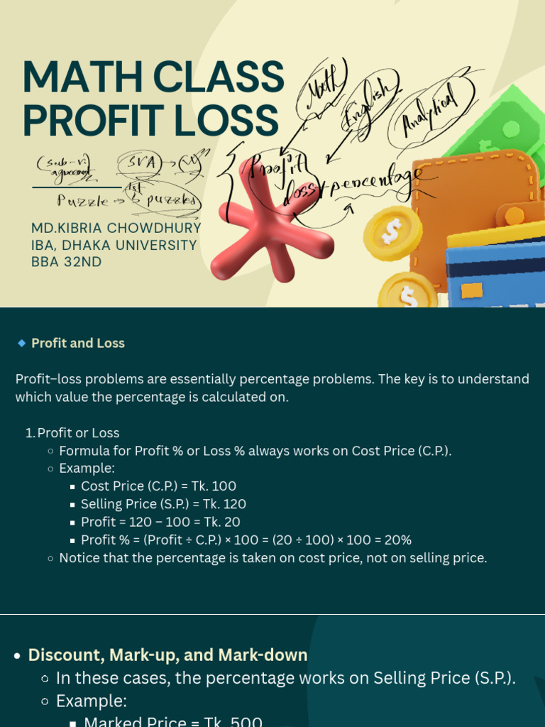 Math Class Profit Loss.pdf (1) | PDF