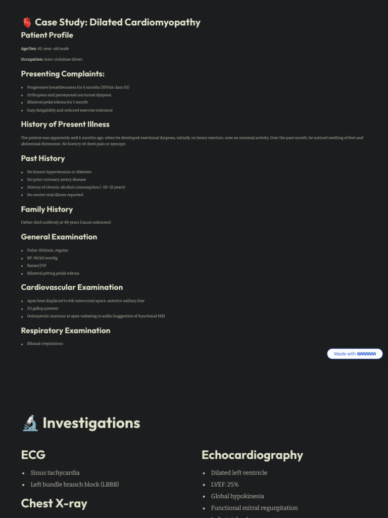 Dilated Cardiomyopathy Case Study | PDF | Heart | Heart Failure