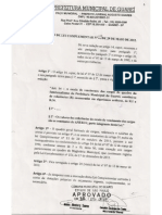 AUTÓGRAFO APROVADO- CÂMARA DE GUAREÍ- LEI COMP.09 DE 29/05/2012 - 1ª PG