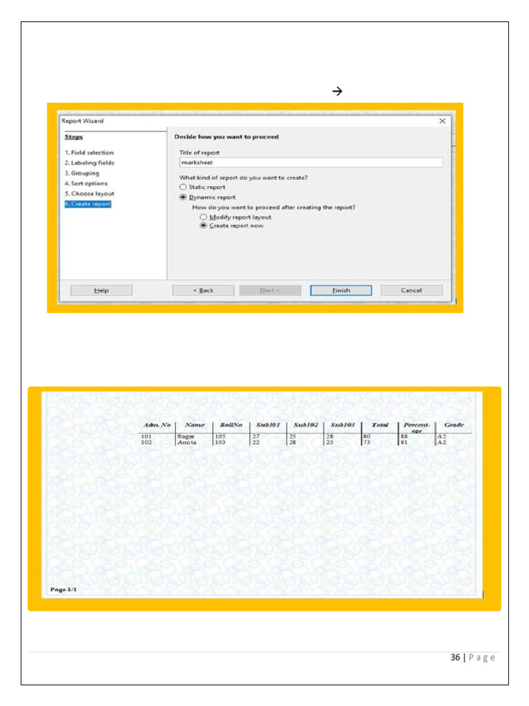Create Reports and Forms Using Wizard | PDF | Spreadsheet | Table ...