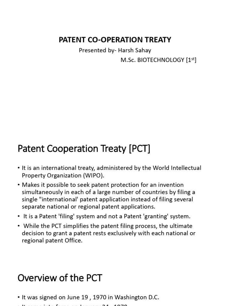 Overview of the Patent Cooperation Treaty | PDF | Patent | Patent ...