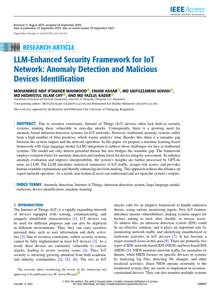 LLM-Based IoT Security Framework | PDF | Machine Learning | Internet Of ...