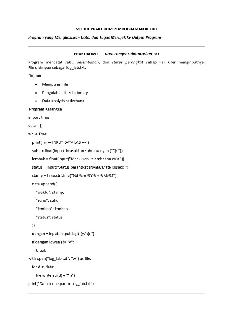 Modul Praktikum Dan Ujian Pemrograman Xi Tjkt | PDF