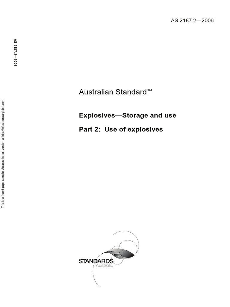 As 2187.22006 Explosives Storage and Use Use of Explosives PDF