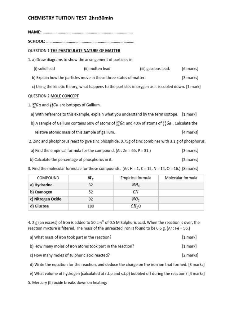 CHE, TEST | PDF | Salt (Chemistry) | Solubility
