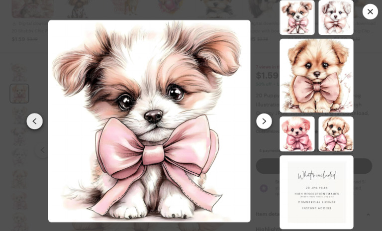 20 Puppy Clipart With Pink Bow, Cute Dog Illustration, Bow Clipart, Dog ...