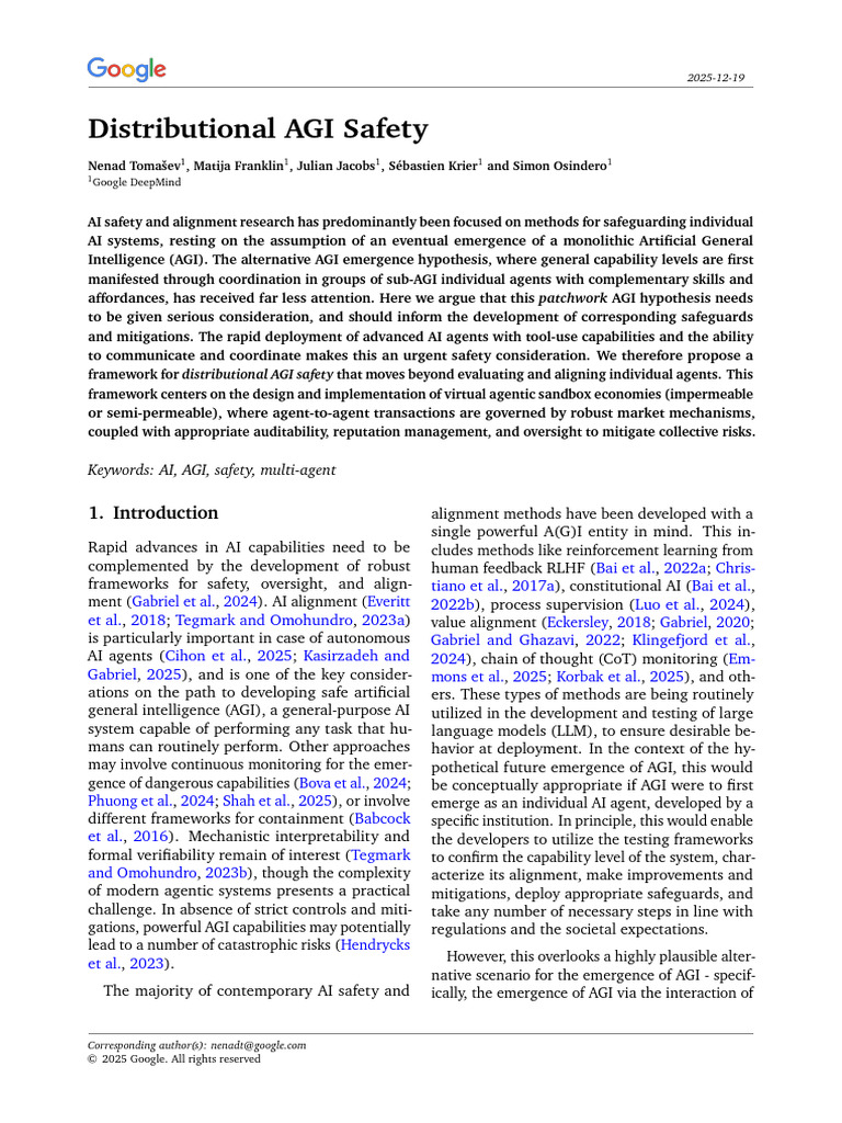 Distributional AGI Safety | PDF | Artificial Intelligence ...