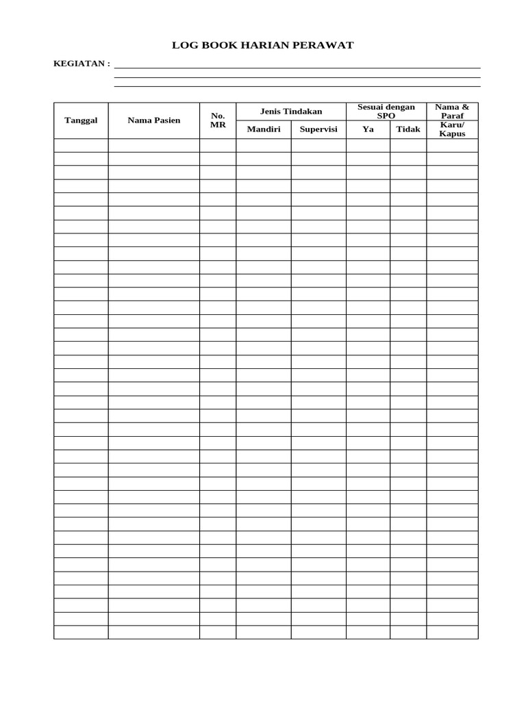 Log Book Harian Perawat (1) | PDF