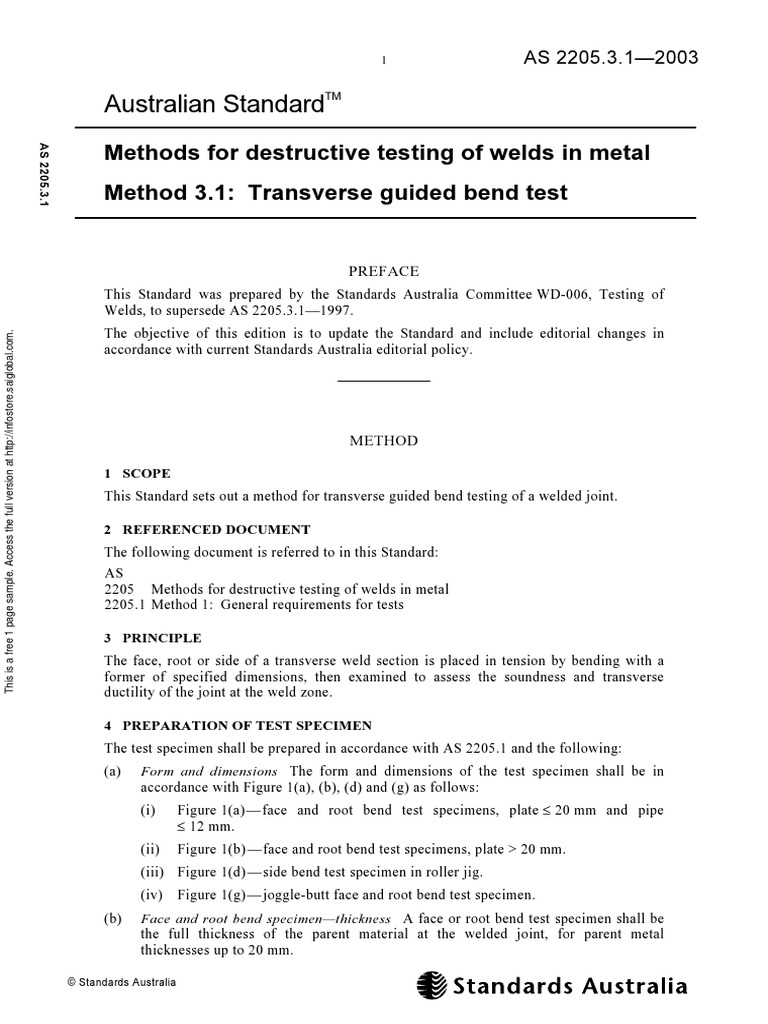 As 2205.3.1-2003 Methods For Destructive Testing of Welds in Metal ...