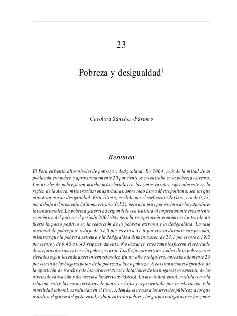 Pobreza y desigualdad en el Perú 2024 | PDF | Pobreza | Pobreza e ...