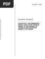 As 2254-1988 Acoustics - Recommended Noise Levels for Various Areas of Occupancy in Vessels and Offshore Mobi