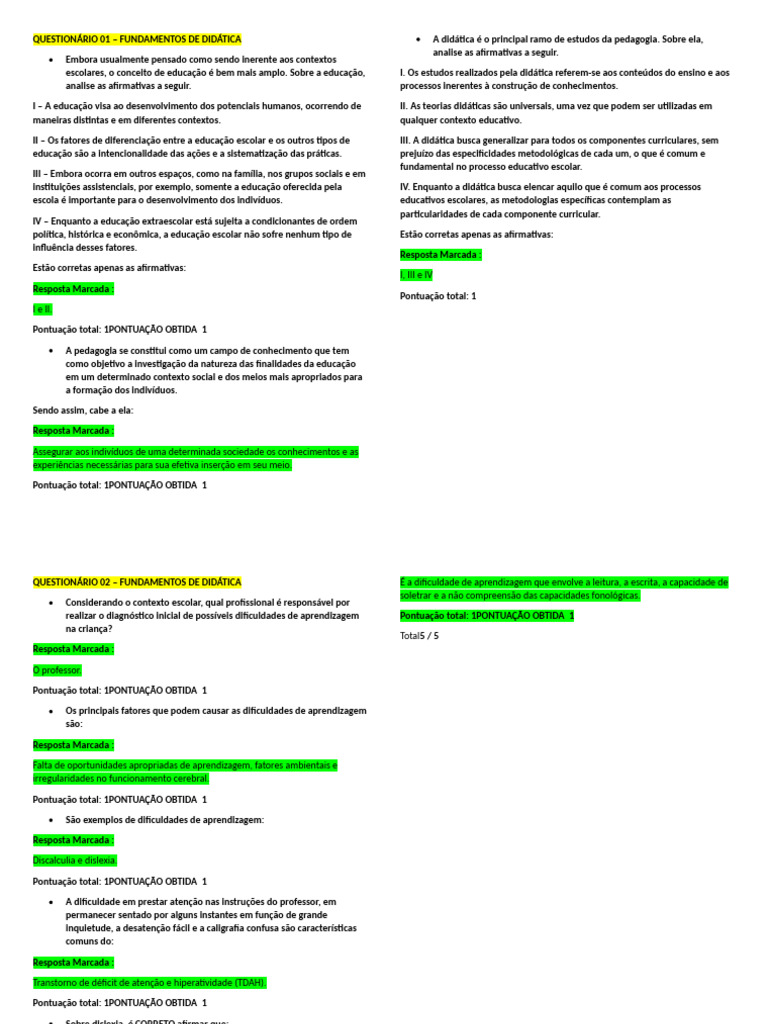 Fundamentos de Didática e Aprendizagem | PDF | Pedagogia | Aprendizado