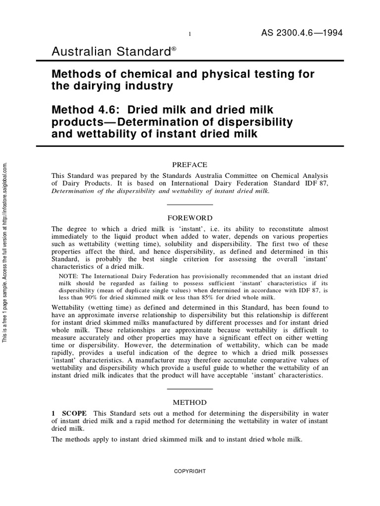 As 2300.4.6-1994 Methods of Chemical and Physical Testing For The ...