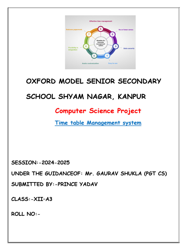 Timetable Management System Project | PDF | Computing