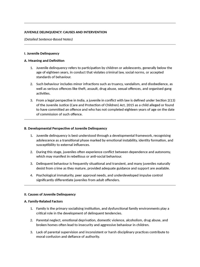 Causes and Interventions in Juvenile Delinquency | PDF | Juvenile ...