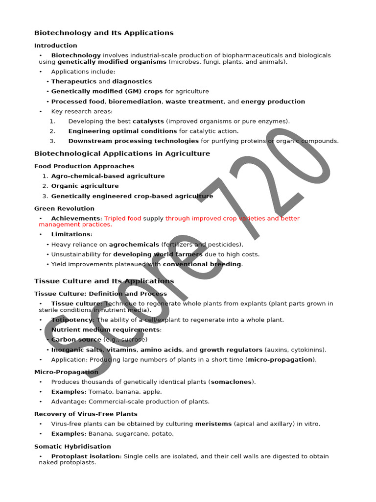 Biotechnology Applications in Medicine and Agriculture | PDF | Rna ...