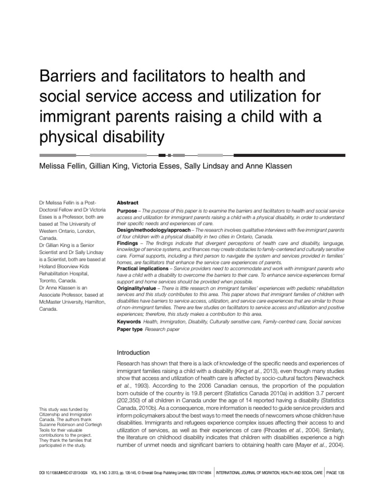 Fellin Et Al. - 2013 - Barriers and Facilitators To Health and Social ...