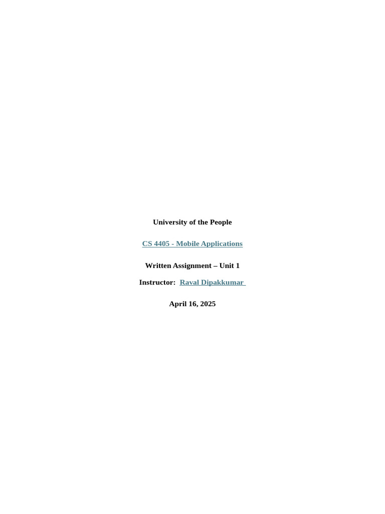 CS 4405 - Mobile Applications WA UNIT 1 | PDF | Mobile App | Computer ...