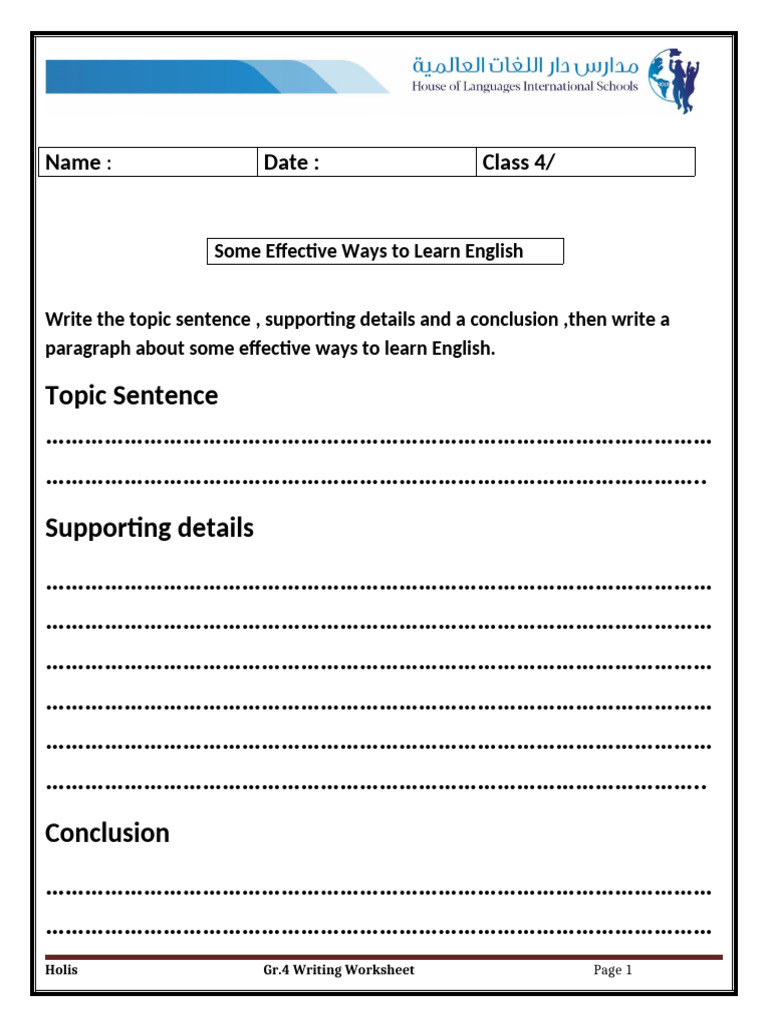 Writing Worksheet No5 | PDF
