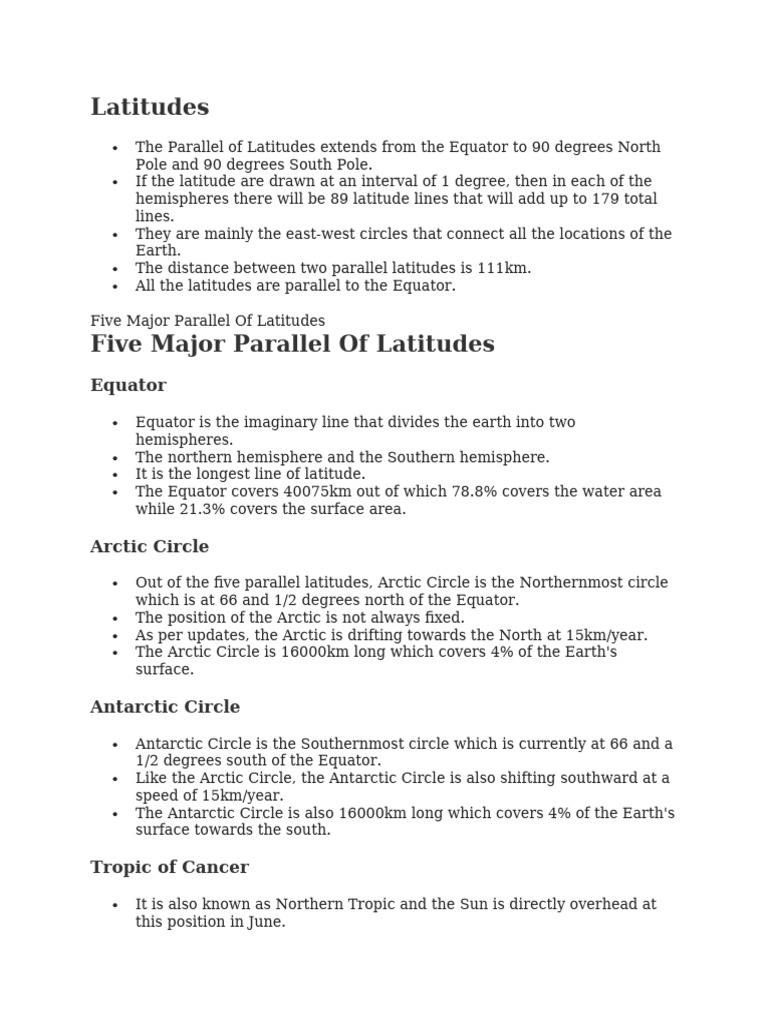 Latitudes | PDF | Equator | Cartography