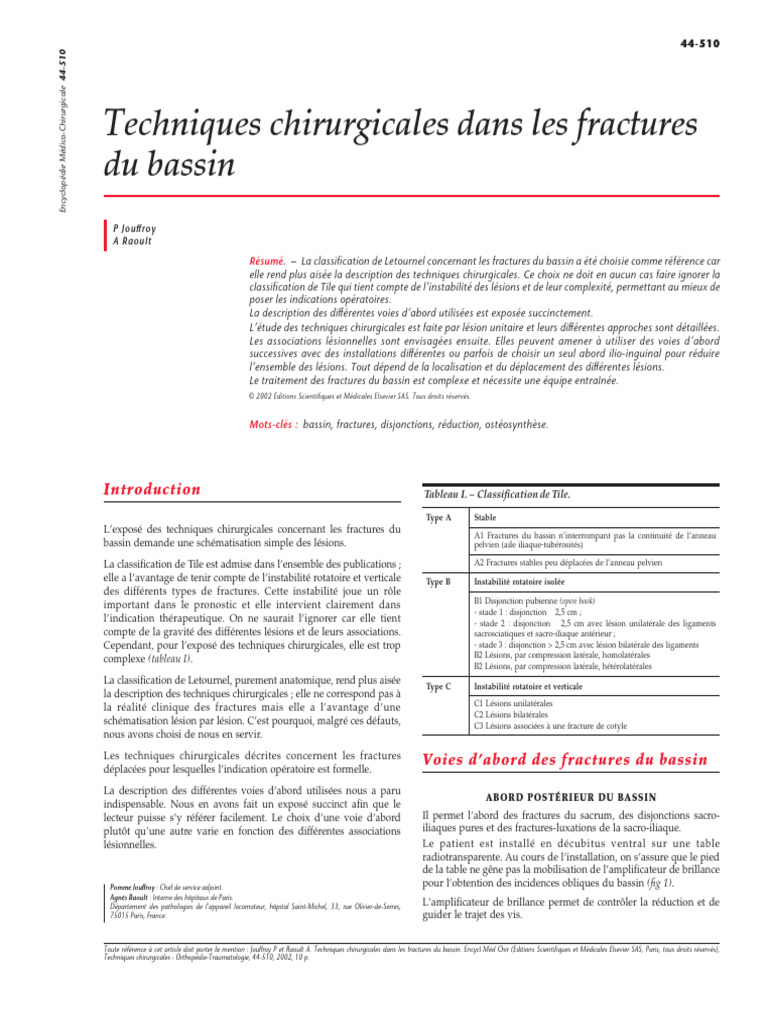 Techniques chirurgicales fractures bassin | PDF | Appareil locomoteur