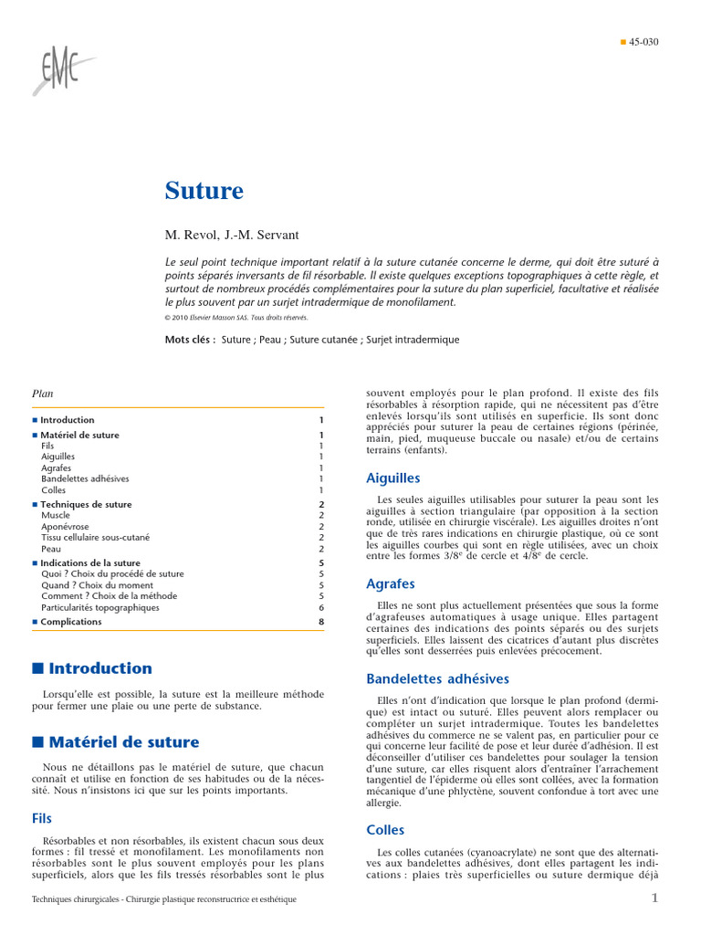 Techniques de suture cutanée détaillées | PDF | Suture (médecine ...