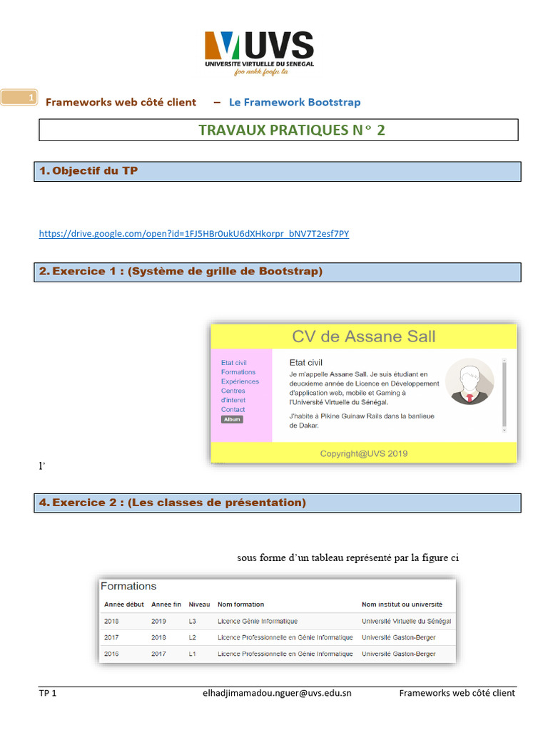 Pratique du Framework Bootstrap en TP | PDF | Bootstrap (Front End ...