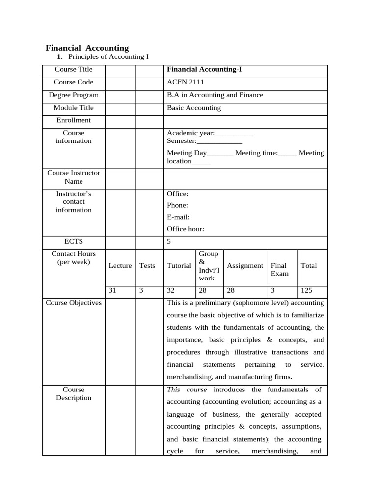 Financial Accounting Course Overview | PDF | Inventory | Accounting