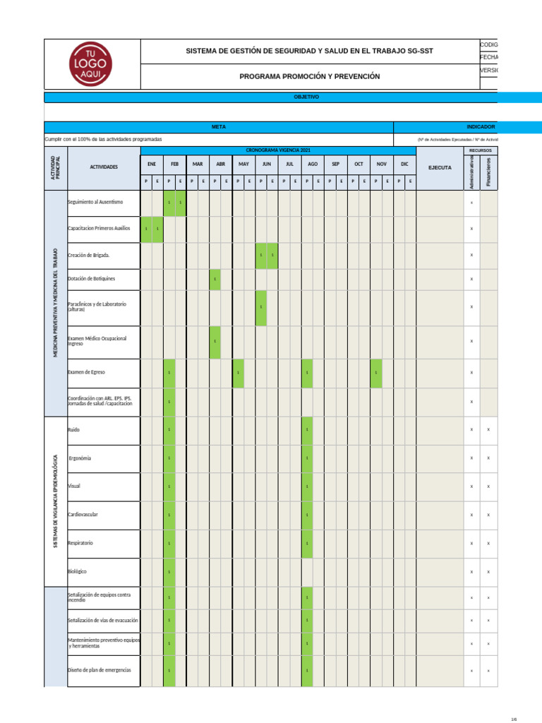 Cronograma de Actividades Programa Promoción y Prevención | PDF ...