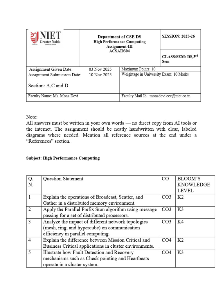 High Performance Computing Assignment 3 | PDF | Parallel Computing ...