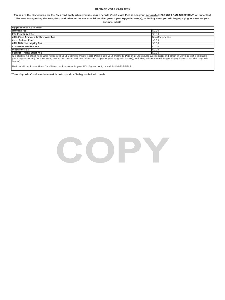 Upgrade Visa Card Fee Structure | PDF | Credit Card | Arbitration