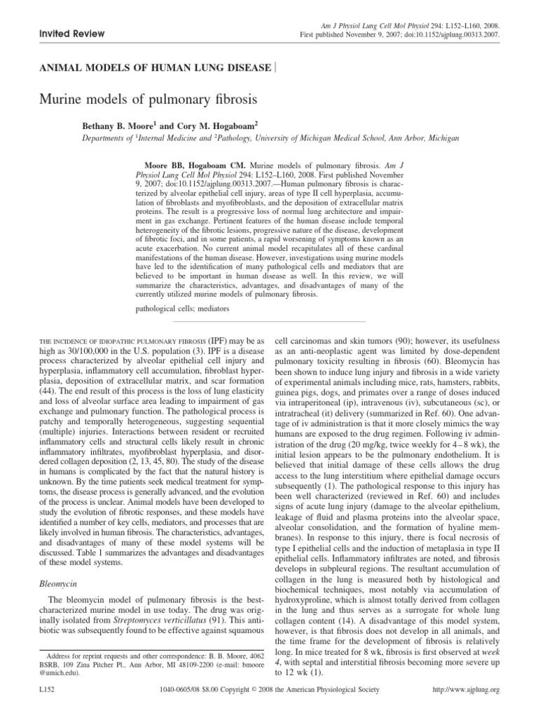 Murine Models of Pulmonary Fibrosis | PDF | Viral Vector | Adenoviridae