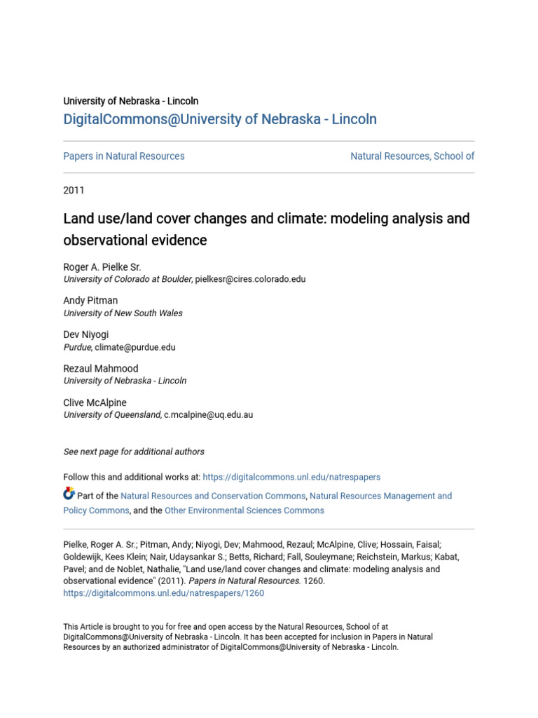 Land Use Changes and Climate Impact Analysis | PDF | Deforestation ...