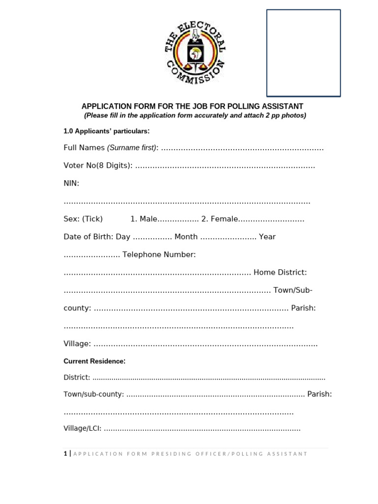 Polling Assistant Application Form | PDF | Elections | Government