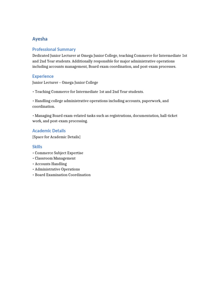 Ayesha Resume Template | PDF