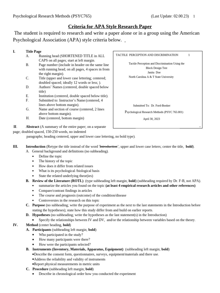 APA Style Research Paper Guidelines | PDF | Apa Style | Experiment