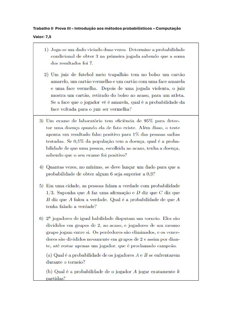 Trabalho II PIII - Computação | PDF
