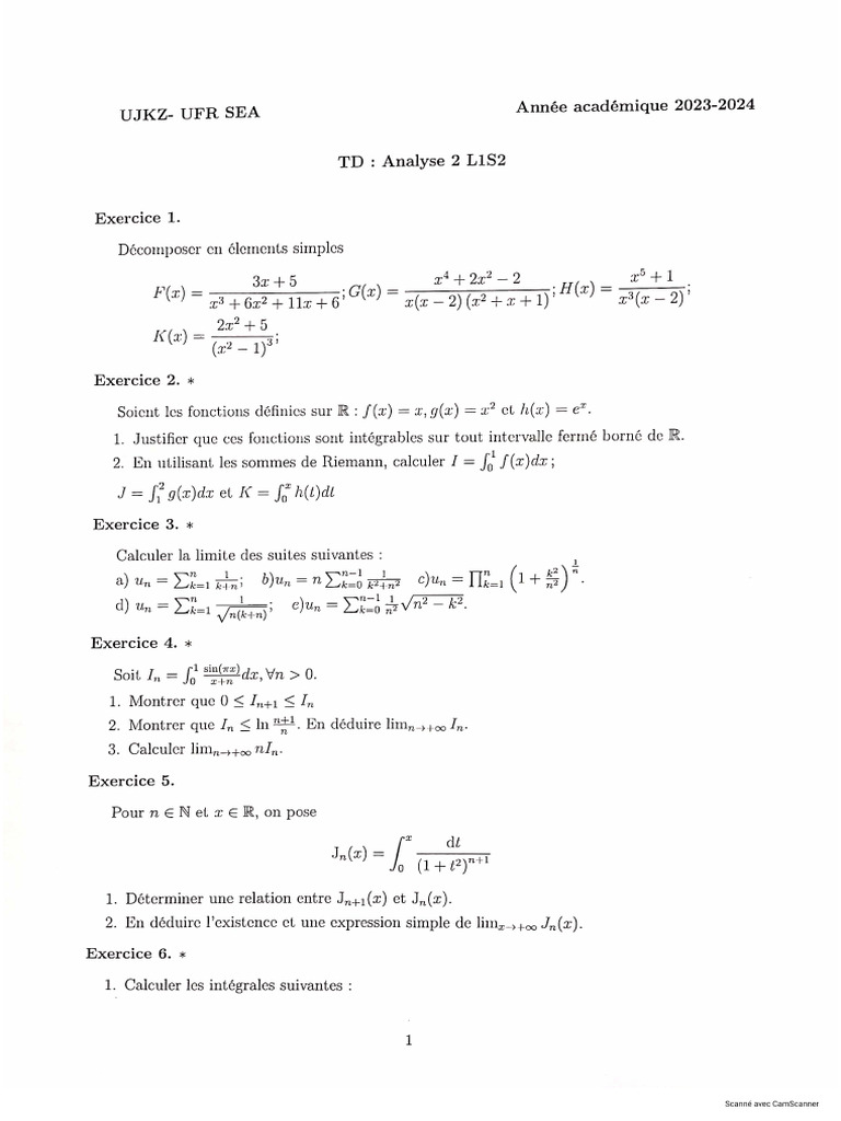 TD D'analyse 2 P22 LS2 | PDF