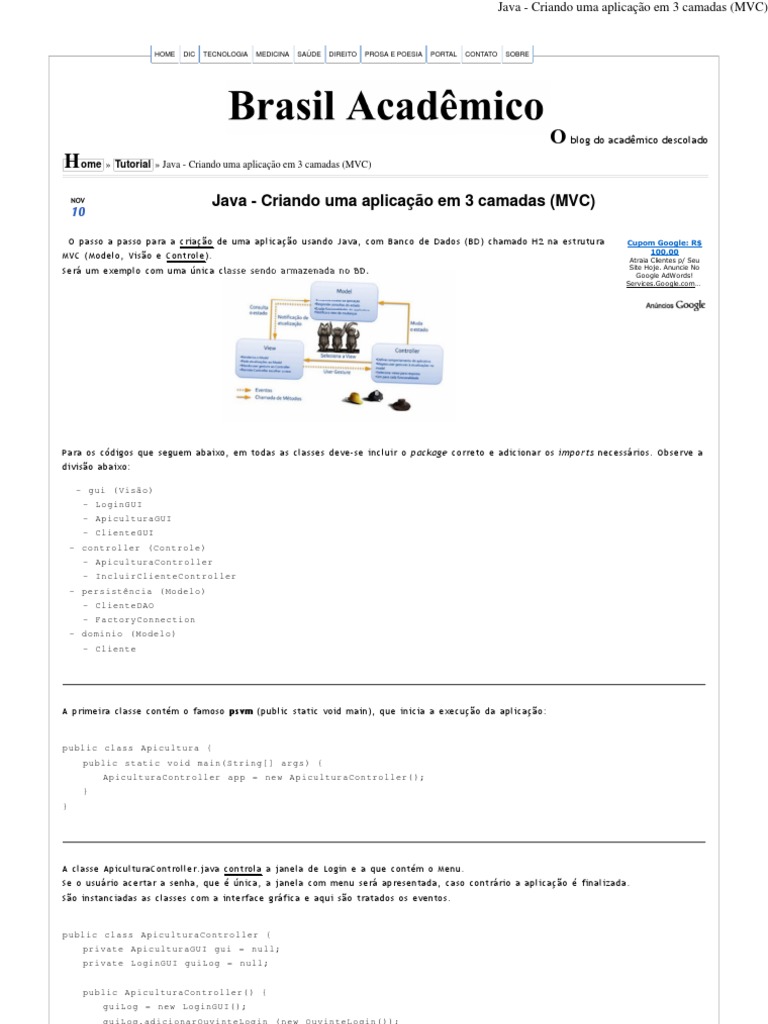Java - Criando Uma Aplicação em 3 Camadas (MVC) | PDF | Modelo cliente ...
