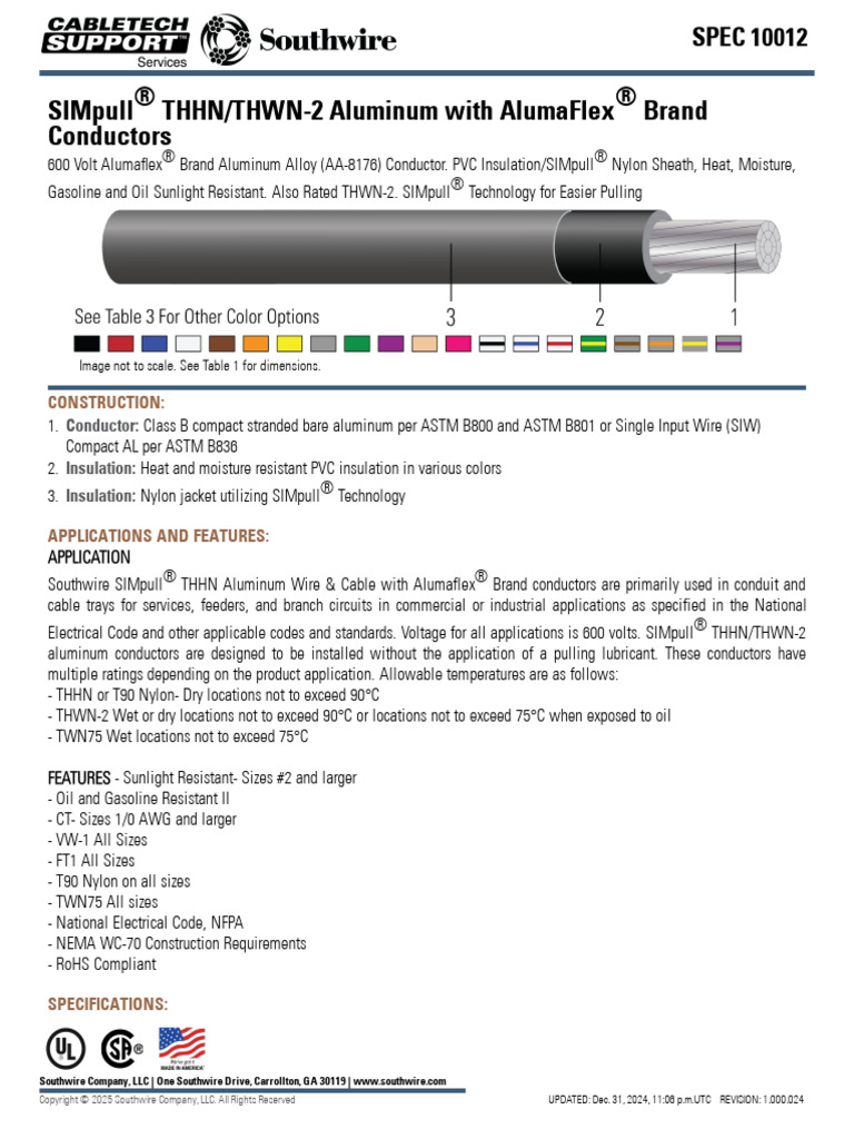 SIMpull® THHN Aluminum Conductors Guide | PDF | Electrical Wiring ...
