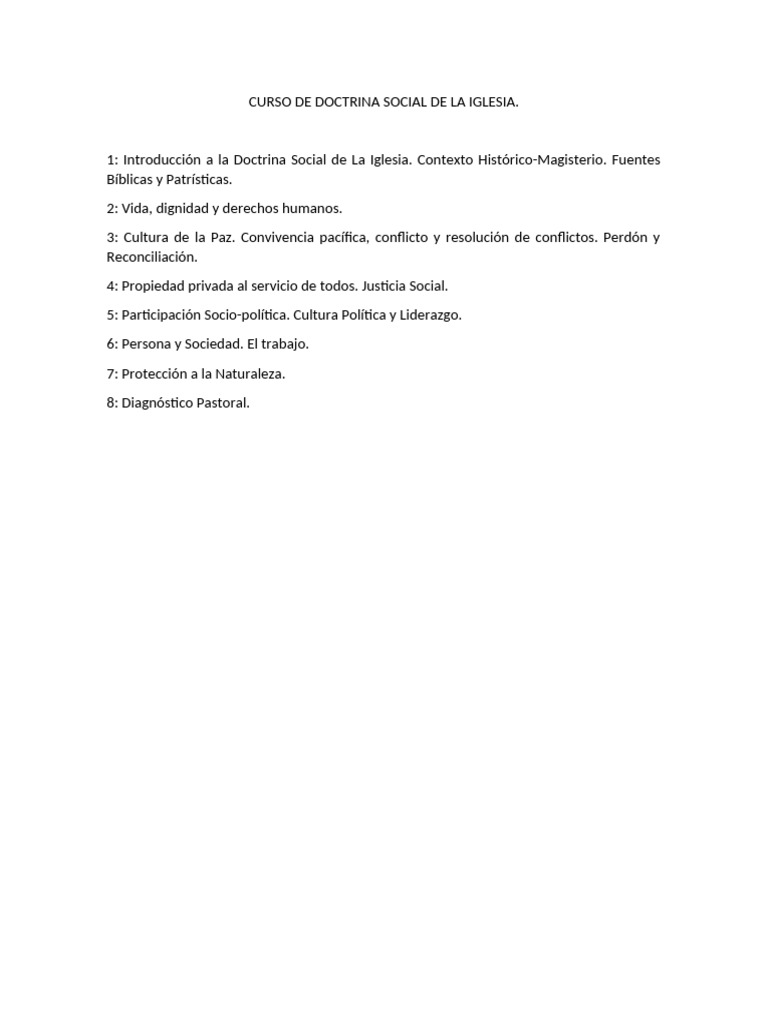 Curso de Doctrina Social de La Iglesia | PDF