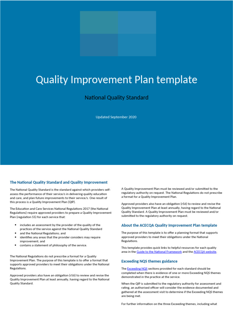 Quality Improvement Plan Template Guide | PDF