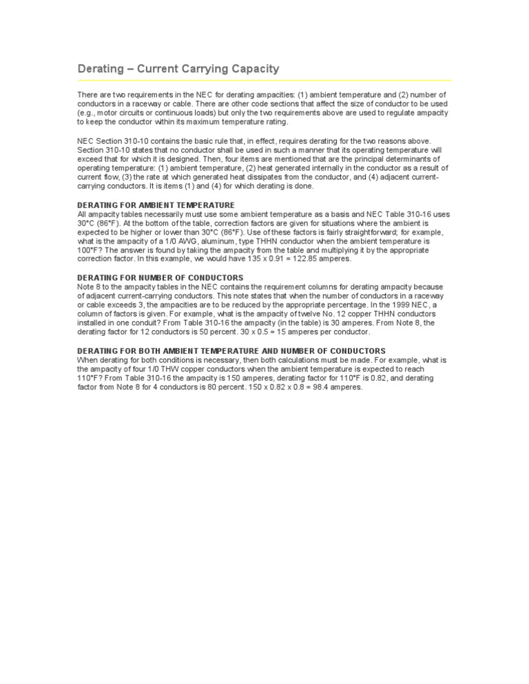 Derating Ampacities Electrical Conductor Electrical Components
