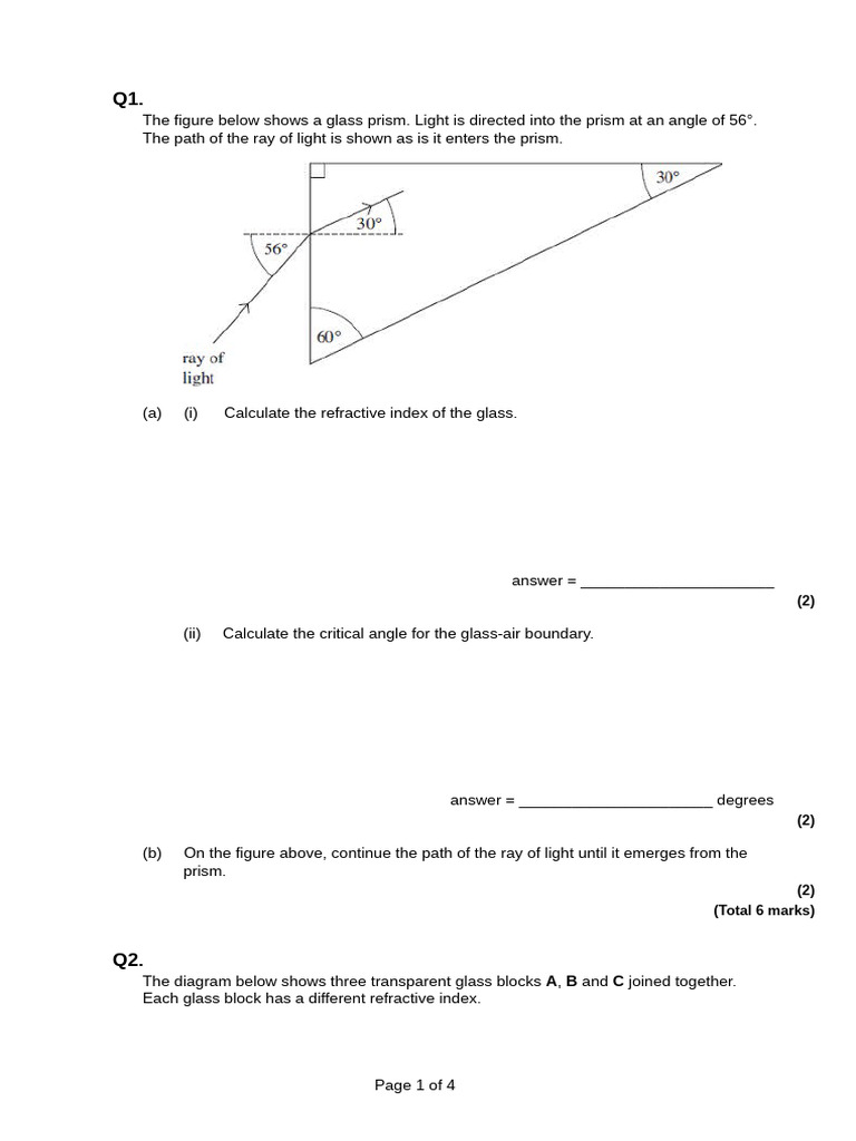 Refraction and Tir Practice | PDF | Physical Phenomena | Waves