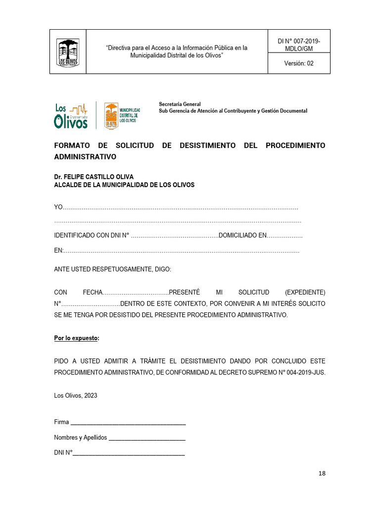 Modelo de Desistimiento 2024 | PDF