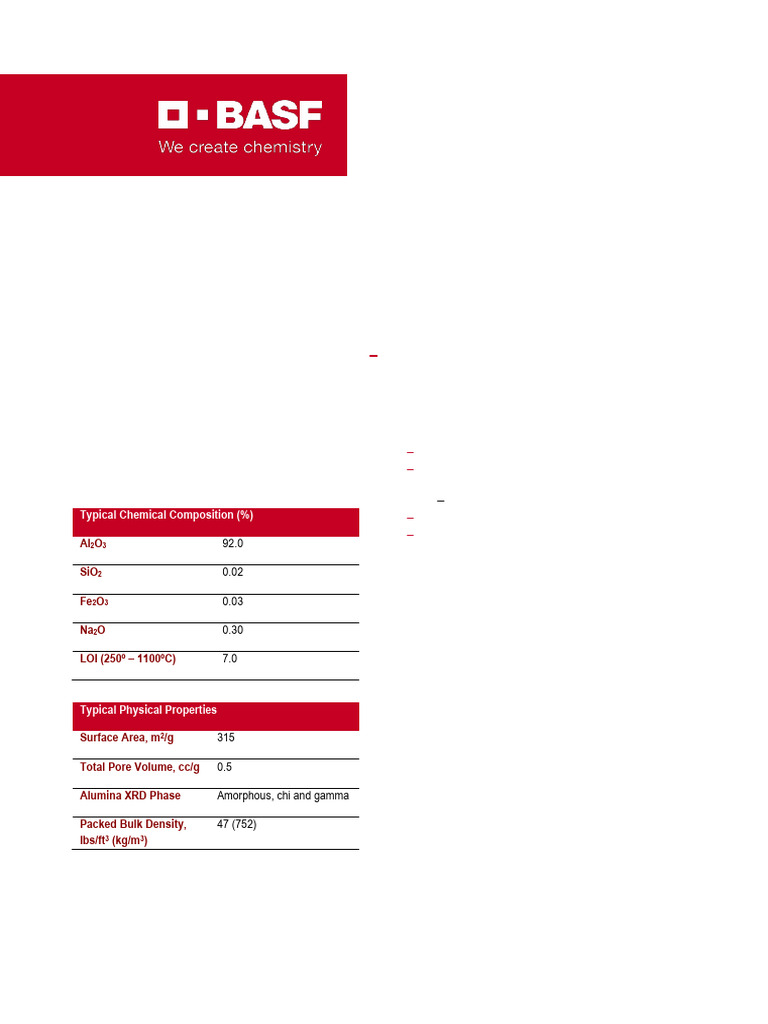 BASF CPN Activated Alumina Data Sheet | PDF | Adsorption | Aluminium Oxide