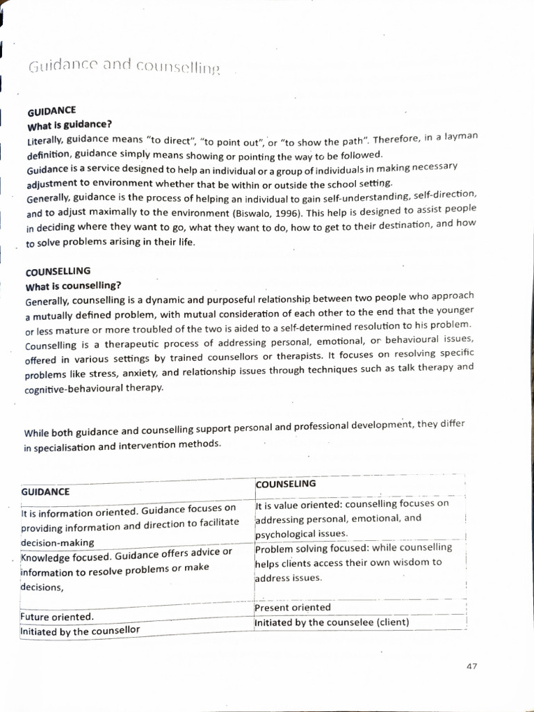 Guidance and Counseling | PDF