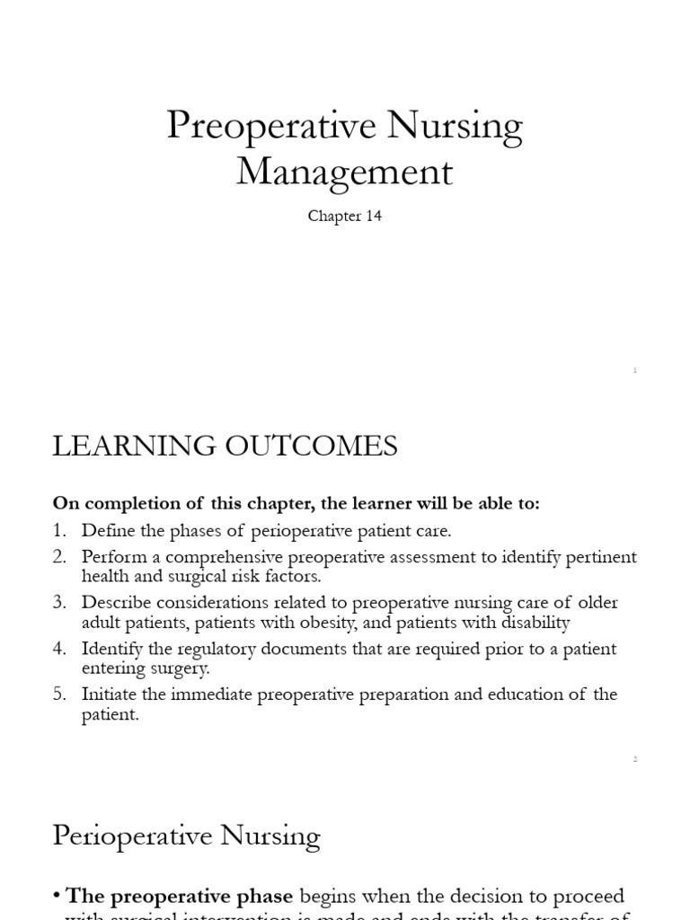 Preoperative Nursing Care Essentials | PDF | Surgery | Perioperative