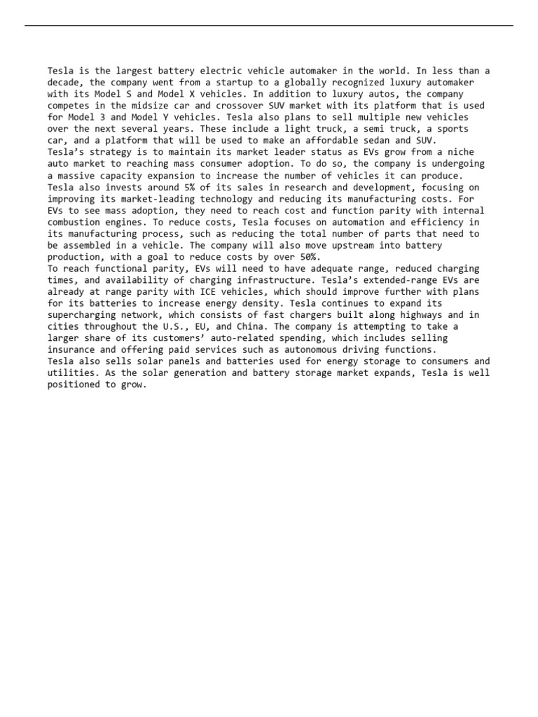 Tesla's EV Market Strategy and Growth | PDF | Electric Vehicle ...