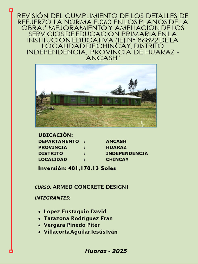 Cumplimiento Norma E.060 en Proyecto Educativo | PDF | Elementos ...